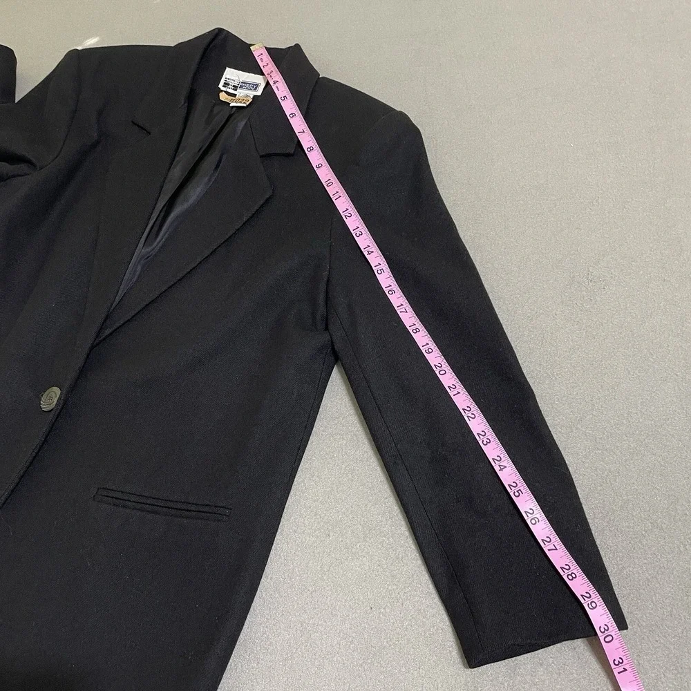 Vintage‎ Women's Blazer Jacket Sz 10 Black 100% Pure Wool Classic 90s Coat Peppy